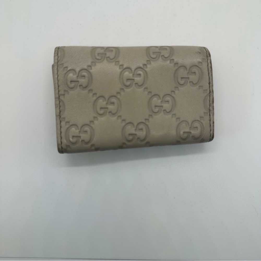 Gucci | Vintage Guccissima 5 Ring Cream Leather Metal Heart Key Ring Key Case - Picture 2 of 9